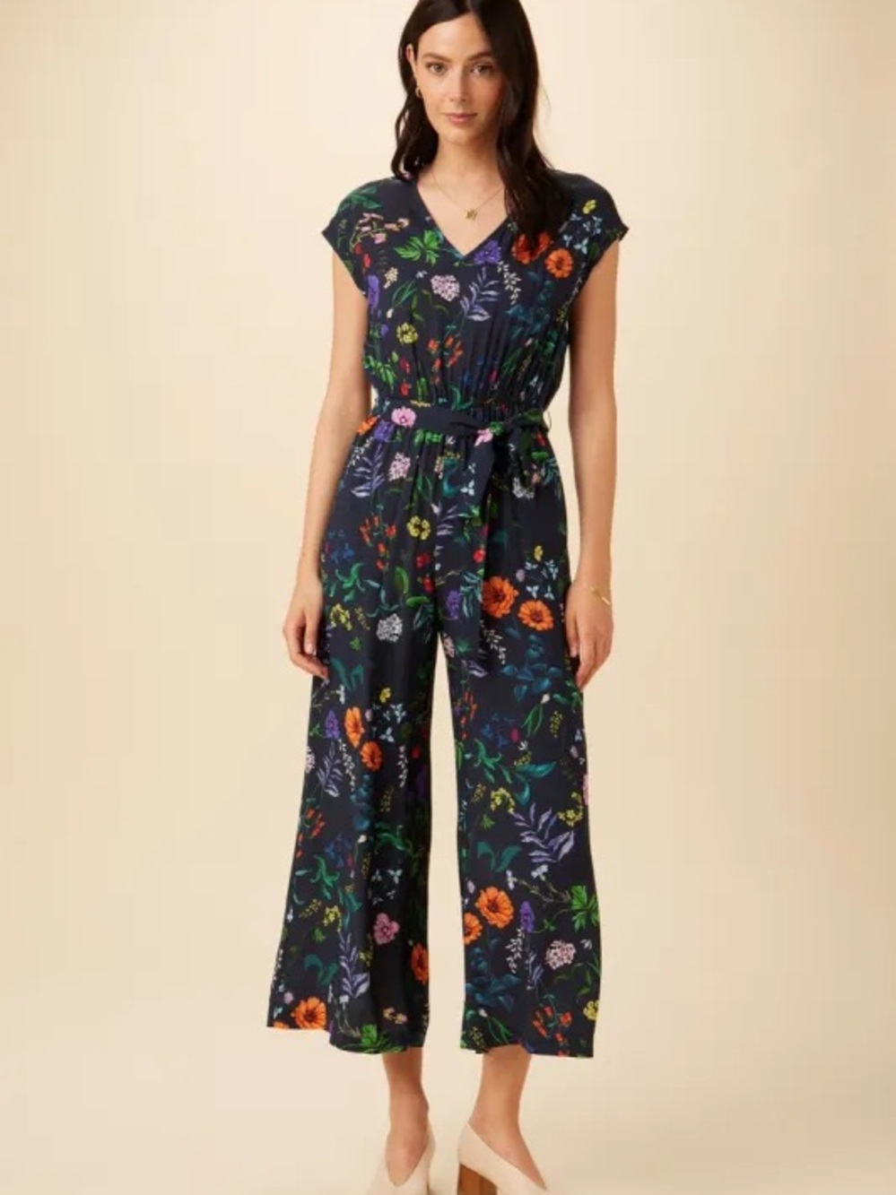 Amour Vert Ecovero Wynnie Floral V-Neck Wide-Leg Jumpsuit - Stella Floral